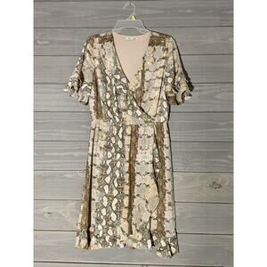 Dex Snake Print Ruffle Surplice Dress Size Medium;